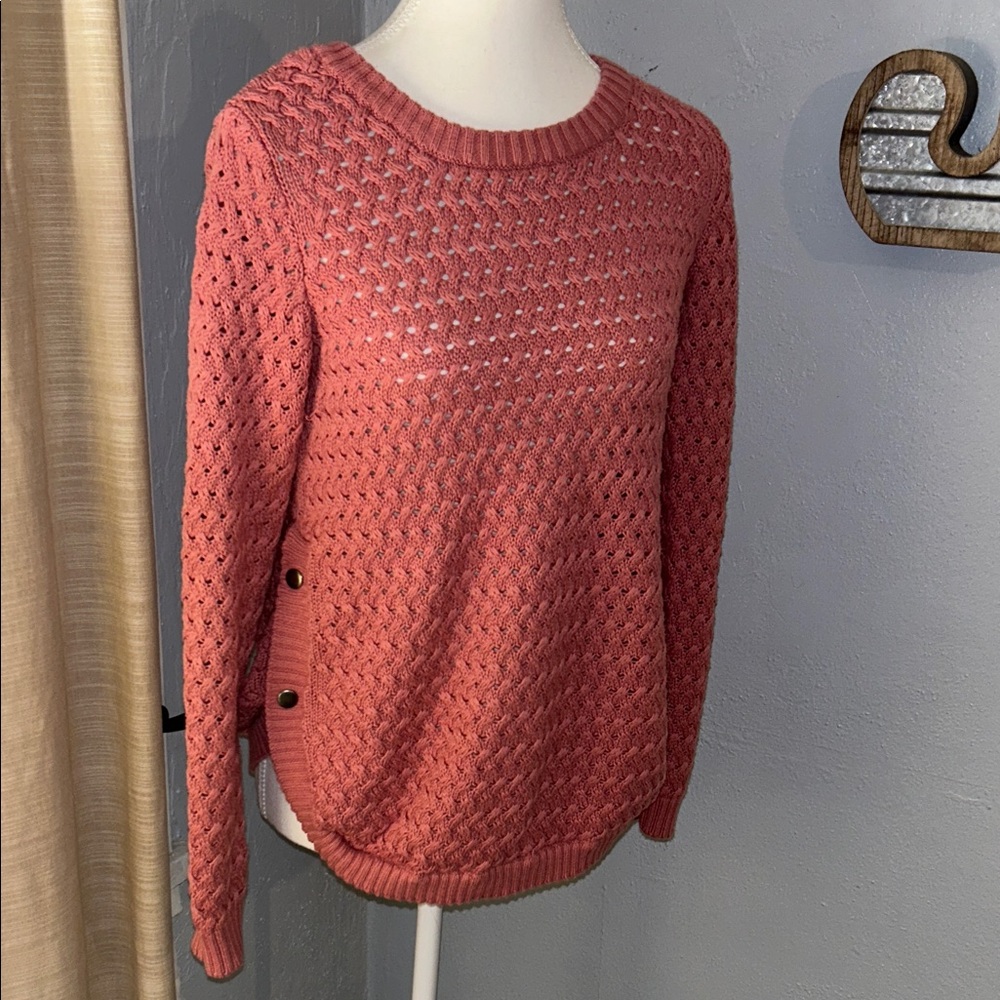 VENUS Pink Textured Sweater with Button Accents